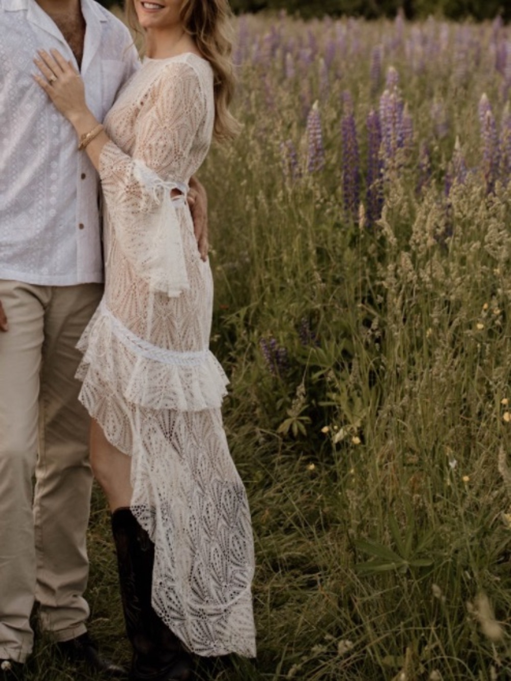 For Love & Lemons Cream Lace Maxi Dress